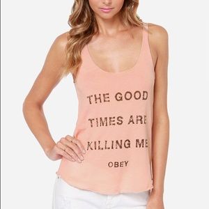 Obey Killing Me Cami Peach Print Tank Top